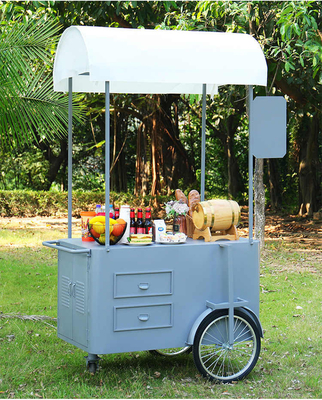 Carrinho de mão para comida de rua 3 rodas Carrinho de carga com caixa de armazenamento para promoção de vendas