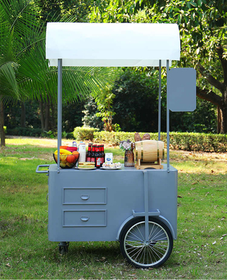 Carrinho portátil de lanche de comida de mão Vendedor de rua Bicicleta de entrega de alimentos com congelador de exibição