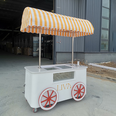 Carrinho de Venda de Sorvete de Praia Carrinho de Sorvete com Vitrine de Exibição de Frigorífico