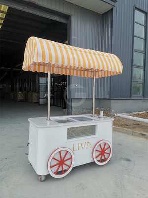 Carrinho de Venda de Sorvete de Praia Carrinho de Sorvete com Vitrine de Exibição de Frigorífico