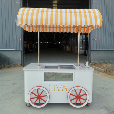 Carrinho de Venda Push de Sorvete Personalizado Com Congelador Carrinho de Gelato Italiano Móvel