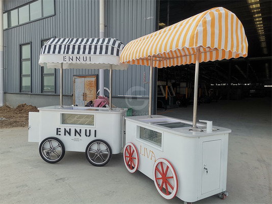 Carrinho de Venda Push de Sorvete Personalizado Com Congelador Carrinho de Gelato Italiano Móvel