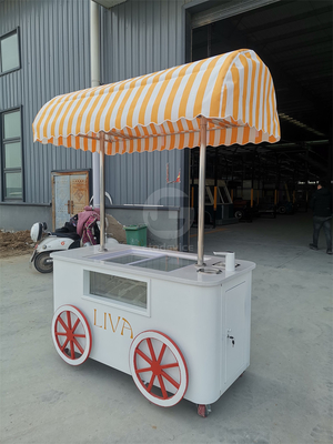 Carrinho de Venda Push de Sorvete Personalizado Com Congelador Carrinho de Gelato Italiano Móvel