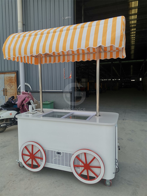 Carrinho de Venda Push de Sorvete Personalizado Com Congelador Carrinho de Gelato Italiano Móvel