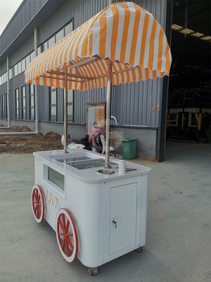 Beleza personalizada Gelato Sorvete Pop Cart Push Mobile Van com guarda-chuva