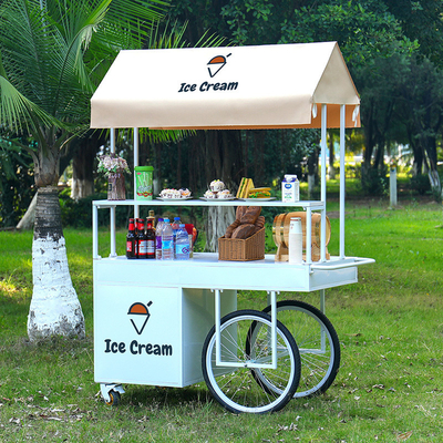 200w Outdoor Ice Cream Coffee Push Cart 1200x600x2200mm Personalizado