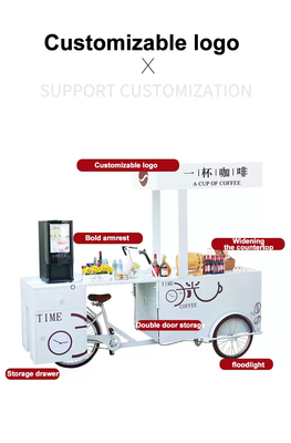 Carrinho de bicicletas de sorvete de cor personalizado para pontos doces urbanos