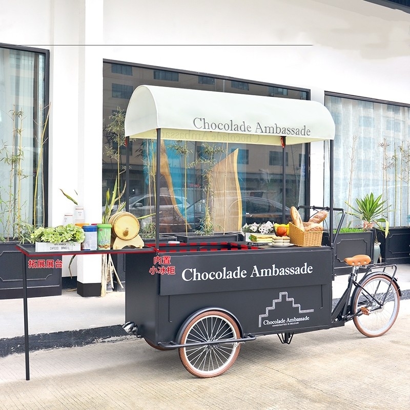 220V/380V Voltage Tricycle Food Truck Móvel para Design Street Ice Cream Cart