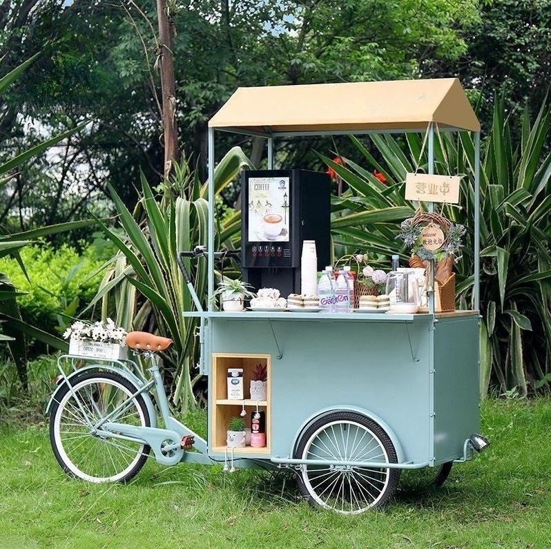 Triciclo de negócios móveis Bicicleta de design de fast food Triciclo motorizado para lojas de alimentos e bebidas