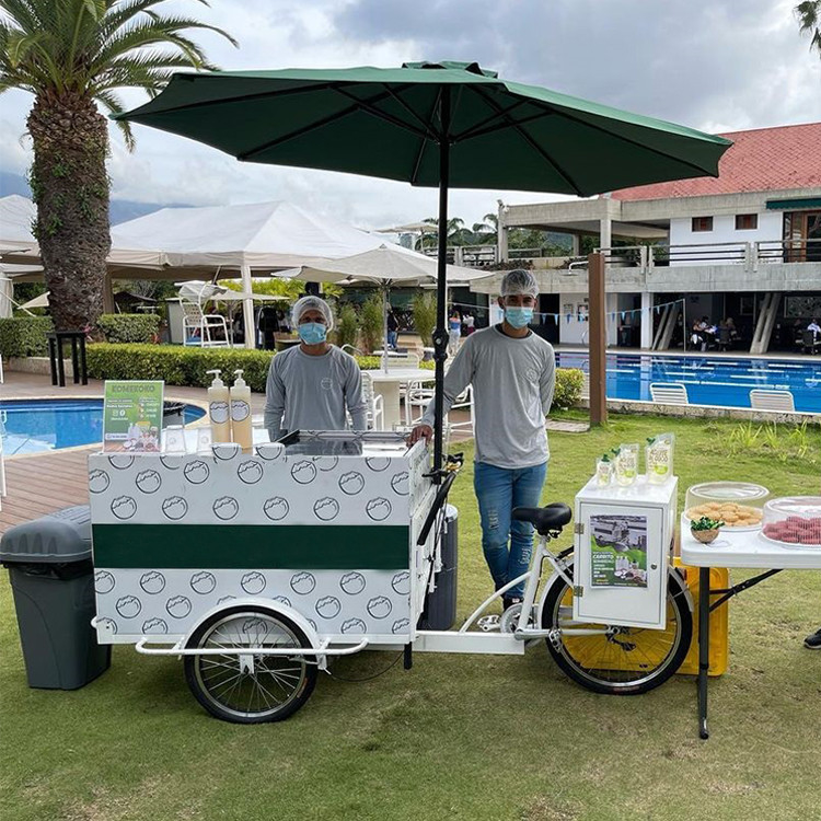 Cesto e Mesa de Trabalho Elétrico Cargo Bike Trailer para transporte móvel de alimentos