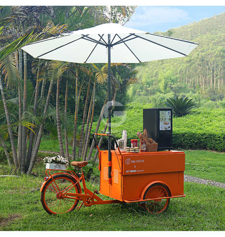 Carrinho de comida móvel de 3 rodas de sorvete bicicleta triciclo com qualquer seleção de variação de cor