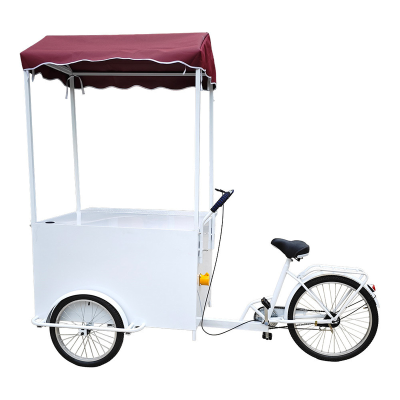 Outdoor Street Food Cart Melhor Carga Móvel Elétrica Bicicleta Trailer Triciclo de 3 Rodas com Cesto Frontal