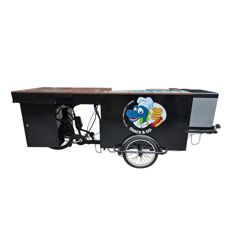 Carrinho de comida de bicicleta de três rodas Alta produtividade para venda de comida rápida na rua