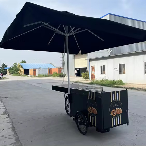 Carrinho de venda de rua ao ar livre para mercado de agricultores versátil e conveniência de compras