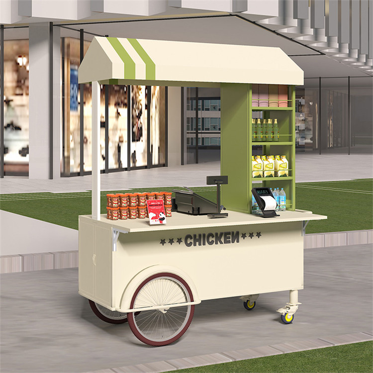Cores altamente personalizadas Mini Push Street Snack Vending Trolley Fast Food Stand Cart com grande capacidade de armazenamento