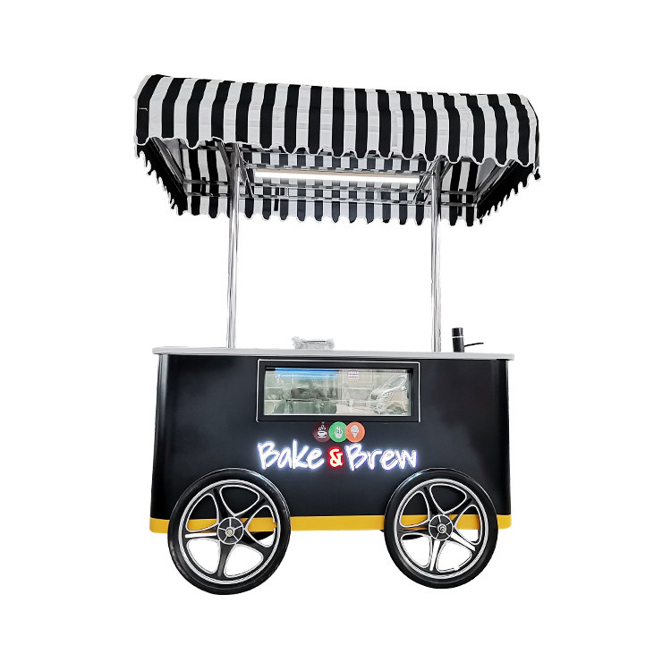 Carrinho móvel de sorvetes de novo estilo com luz LED Itália Carrinho de gelados Carrinho de sorvetes de boa qualidade Carrinho com CE