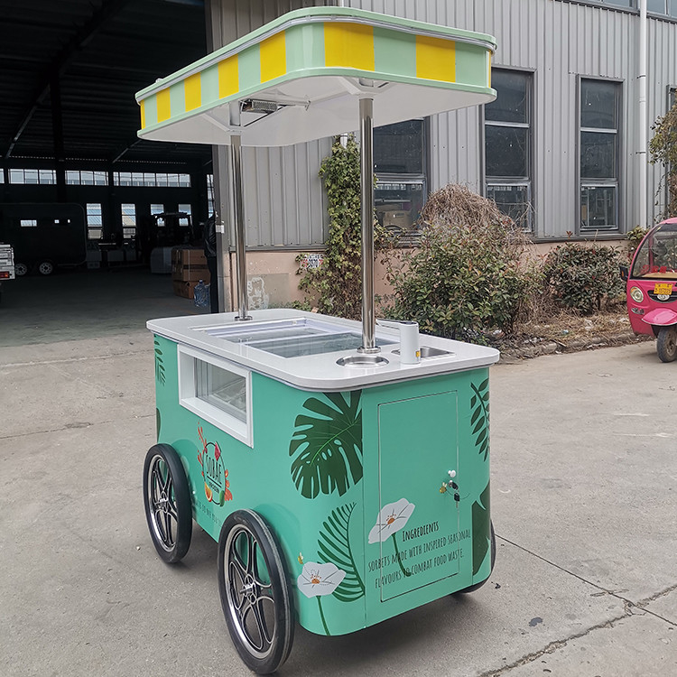 Cartão de exposição comercial de sorvete mini congelado Gelato Mexican Beach Ice Cream Freezer Carrinho de mão Carrinhos de empurrão para sorvete