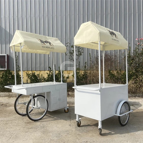 Carrinho Elétrico Pequeno Portátil Com Placa Fria Empujar Guarda-chuva Mini Roda de Outdoor Carrinho de Supermercado