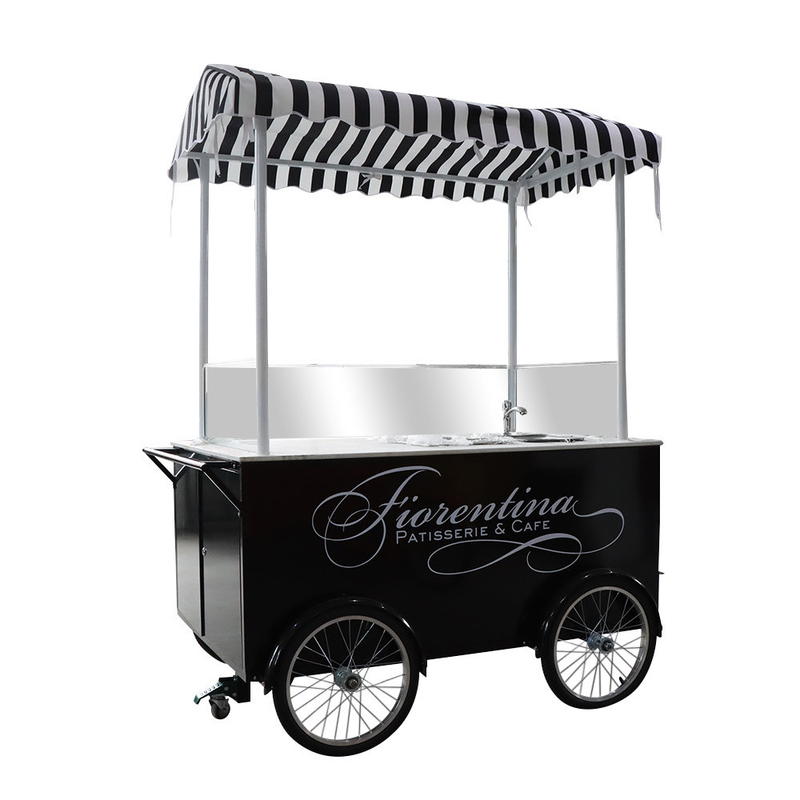 Cores personalizadas Bicicleta móvel Carrinho de comida Tipo de mão de empurrão Longa vida útil